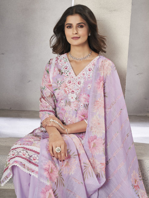 Lavender Lilan Cotton Pant Suit Acy8161 Back View